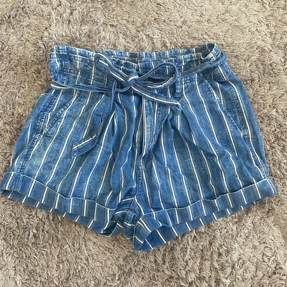 American Eagle striped jean shorts